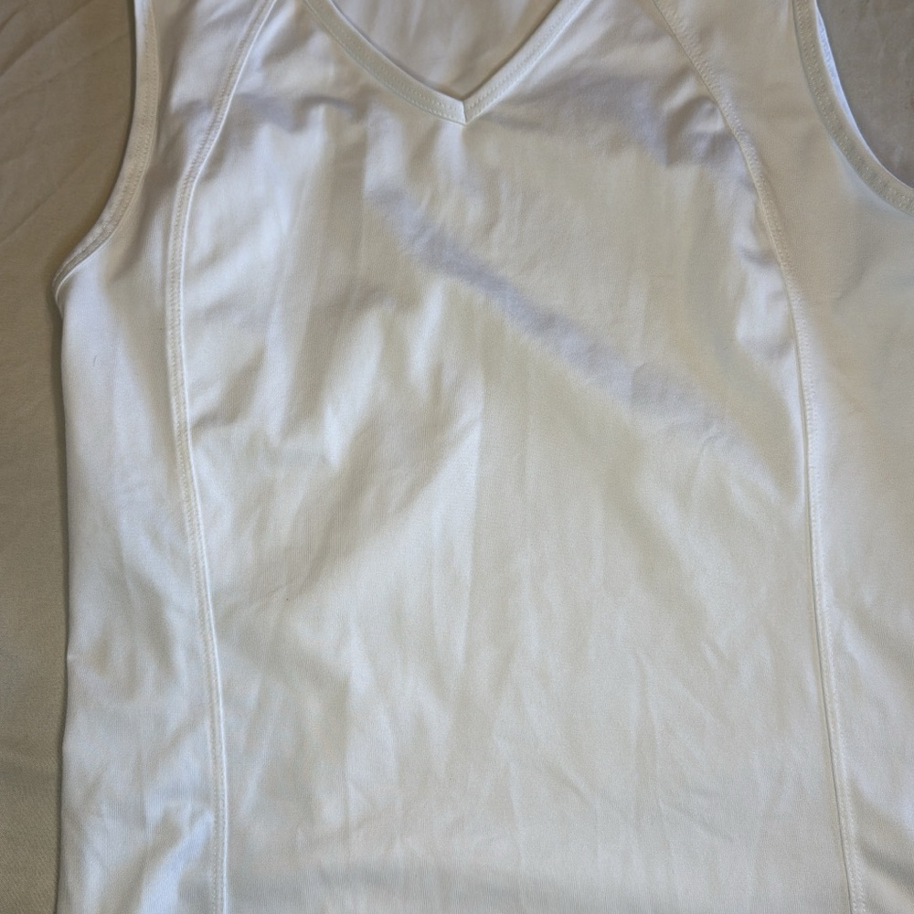 White Sleeveless V-Neck Champion Top